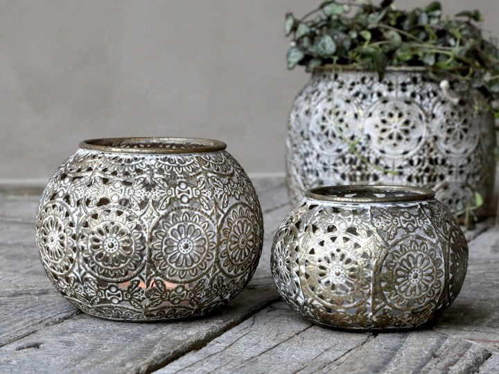 Fyrfadsstage med mønster H6 Ø11 cm