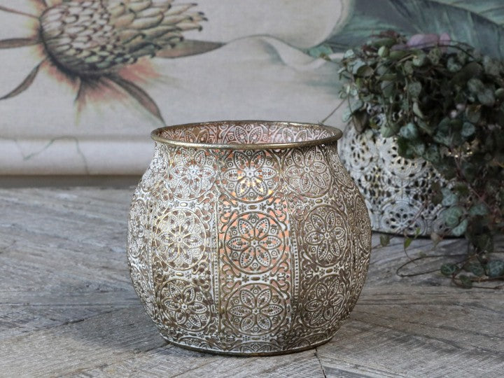 Fyrfadsstage med mønster H12,5 Ø15 cm