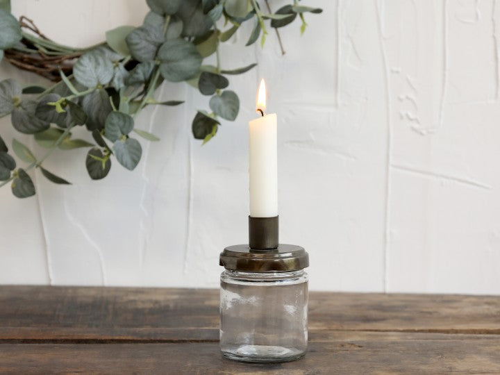 Lysestage med glas H10 Ø7 cm