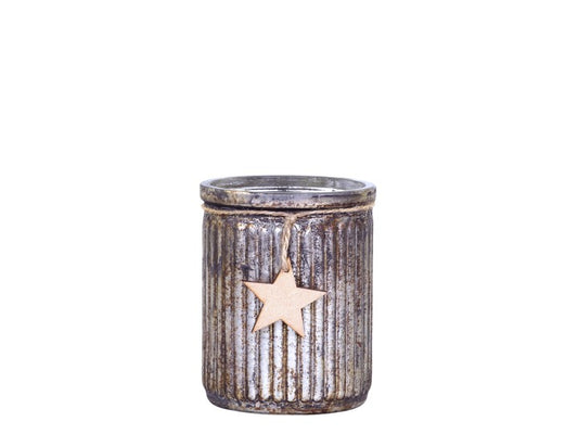 Fyrfadsstage med stjerne H11 Ø8 cm