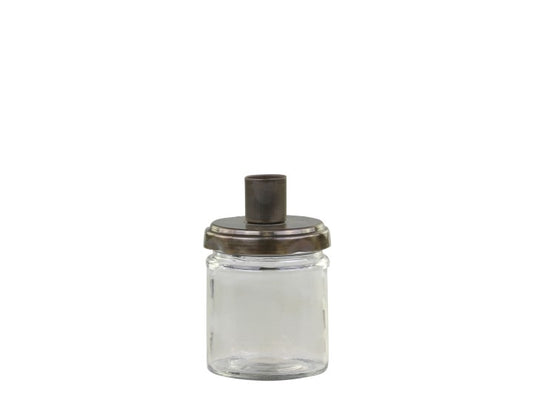 Lysestage med glas H10 Ø7 cm